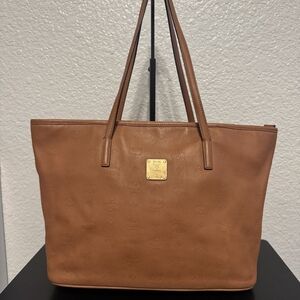 MCM Tan Leather Tote Bag
